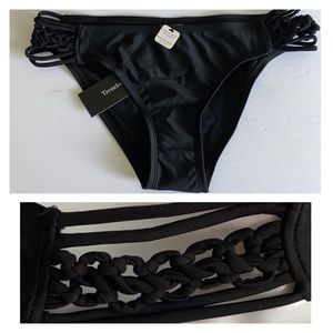 Black Bikini Bottoms Cool side design!!! (12) NWT!